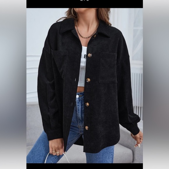 SHEIN Unity Patched Pocket Drop Shoulder Corduroy Coat - Picture 2 of 2